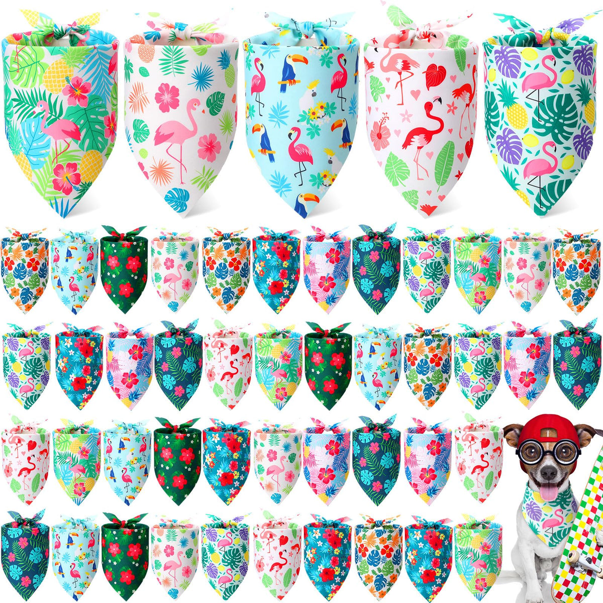 Weewooday 50 Pcs Christmas Red and Green Plaid Dog Bandanas Bulk for Medium