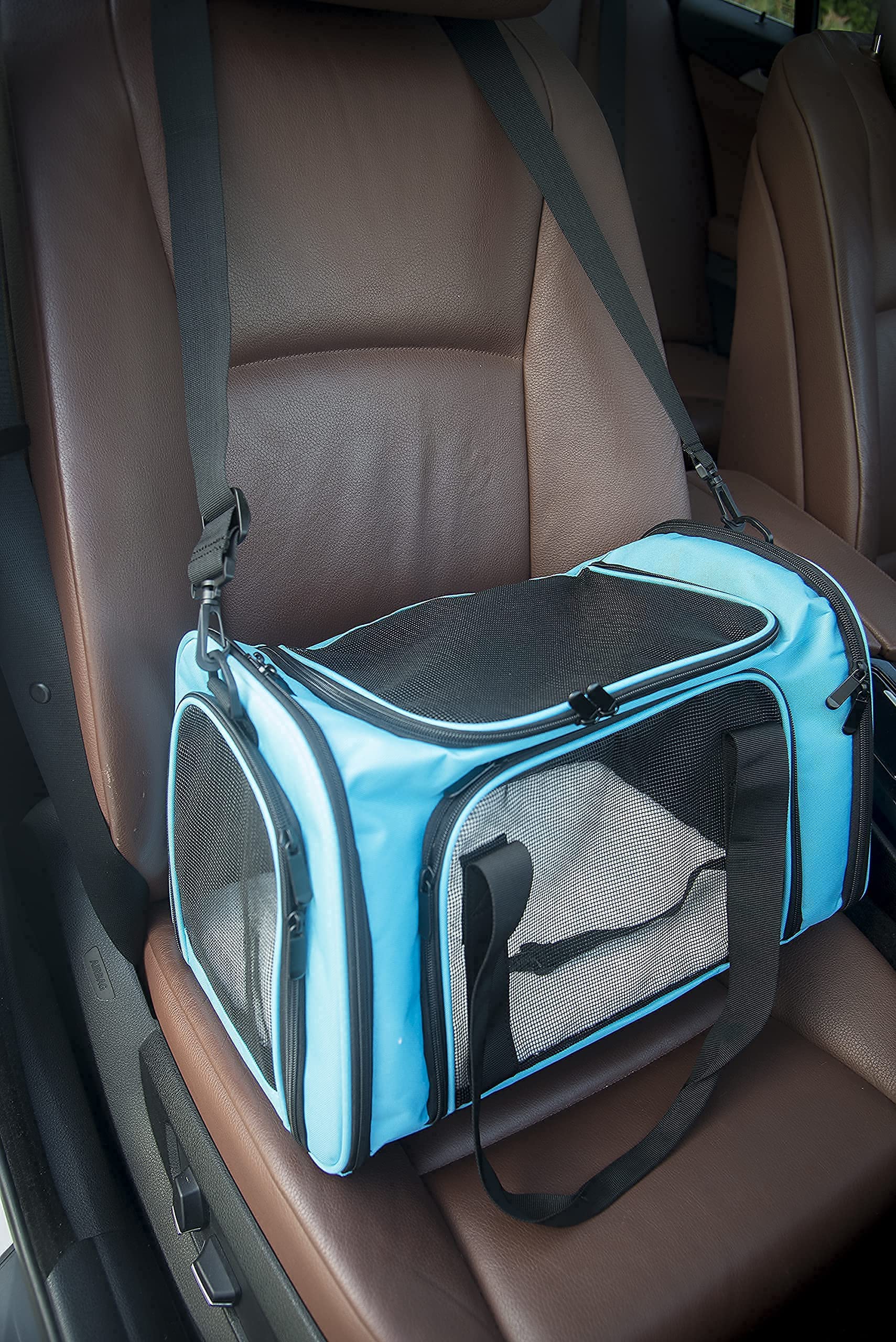 NextFri Soft Sided Carrier for Small Medium Cats Dogs,TSA Airline Approved Collapsible Travel Pet Carrier Medium Blue