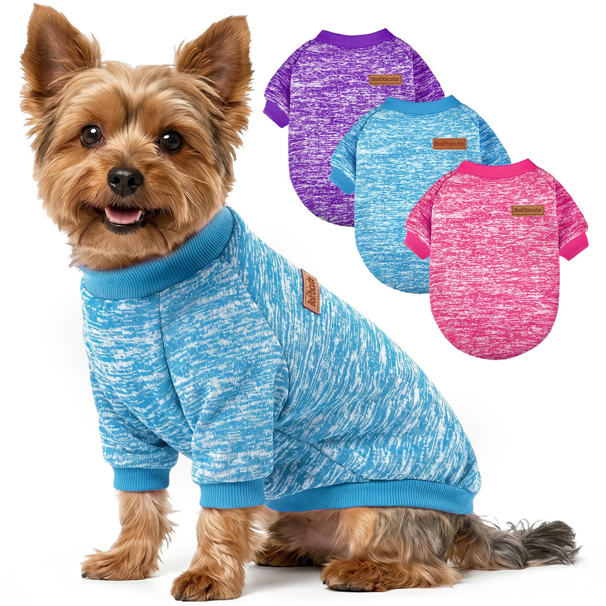 BAOBICUTE 1 Pack Dog Sweater for Small Dogs Girl Boy Winter Fleece Clothes Warm Soft Dog Sweatshirt Outfit for Dogs Cats Pet Apparel