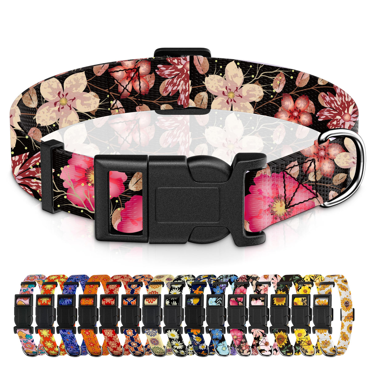 Seyezo Christmas Plaid Dog Collar, Metal D-Ring, Red Plaid, M