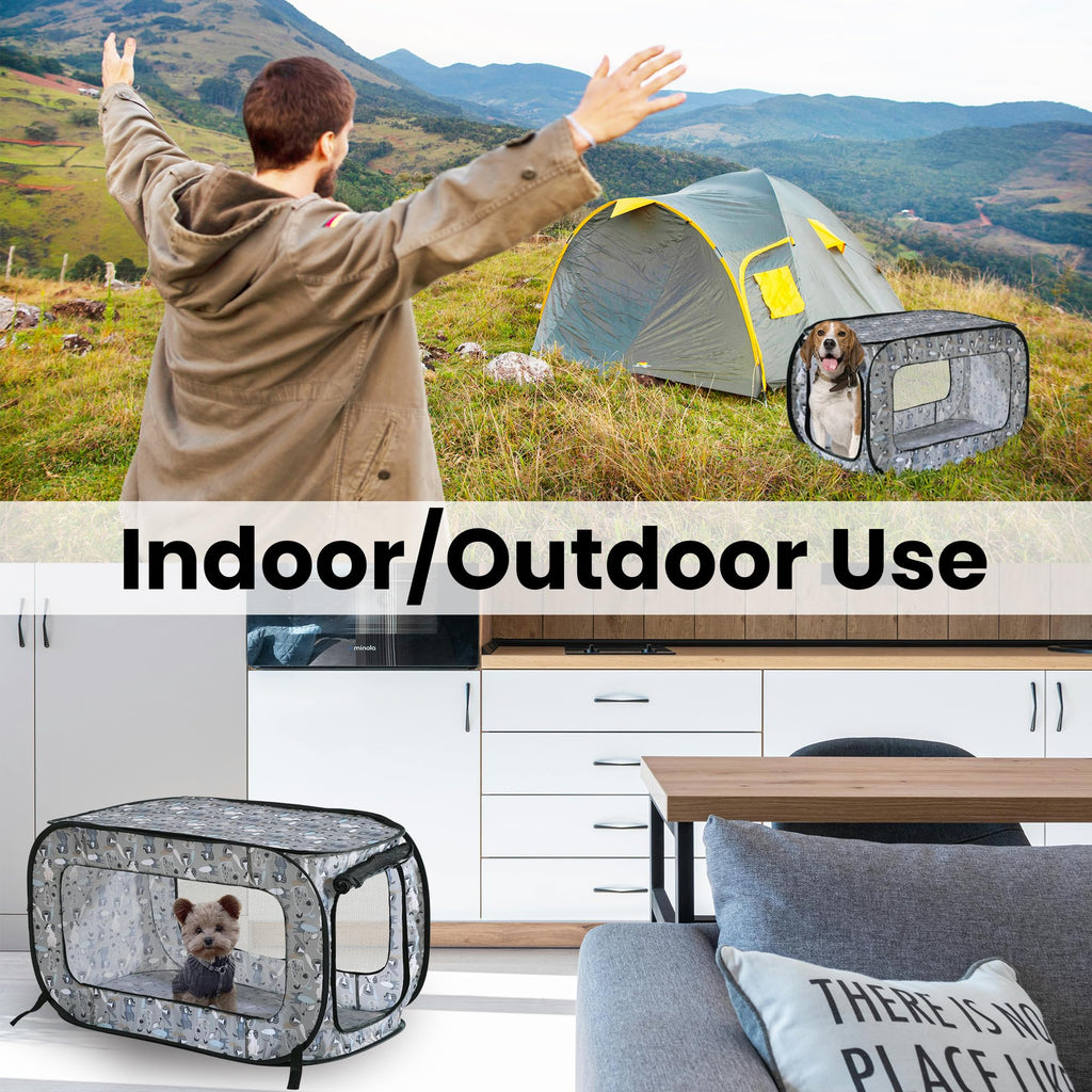 Portable Collapsible Pop Up Kennel, 24" L x 16.6" W x 16" H, Tail Waggers
