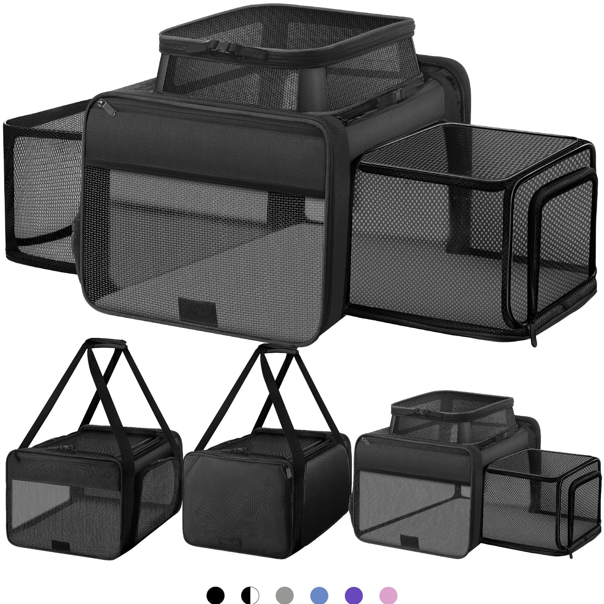 Top and 2 Sides Expandable Cat Carrier 18x11x11 TSA Airline Approved
