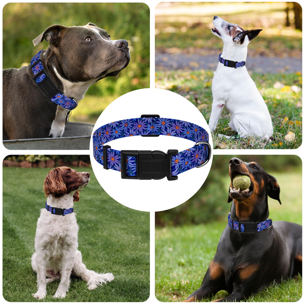 Seyezo Dog Collar, Classical Indian Spirit Boys Girls Puppy Collar for Small Medium Large Dogs, Adjustable Soft Indian Pet Collar with Safety Buckle for Male Females(Purple,L)
