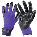 H HANDSON Pet Grooming Gloves - Patented #1 Ranked, Award Winning Shedding, Bathing, & Hair Remover Gloves - Gentle Brush for Cats, Dogs, and Horses (Purple, Large)
