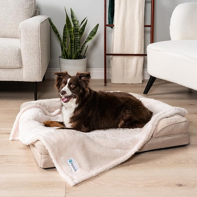 PetAmi Soft Plush Sherpa Dog Blanket for Pet Cat, Large 40x60, Beige