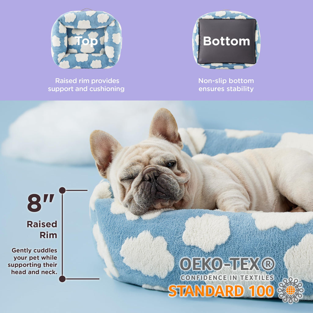 LE SURE Cute Dog Bed for Medium Dogs Jacquard Washable Pet Beds,30x24x8in
