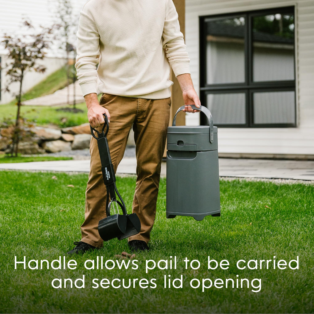 Pet Genie Pail | Dog Waste Disposal System for Outdoor and Indoor Odor Control | Dog Poop Trash can | Includes 1 Square Refill Bag that Lasts up to 2 Months