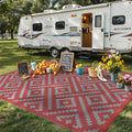 GENIMO Outdoor Rug, Waterproof Plastic Rugs for Patio, 9'x12' Red Grey