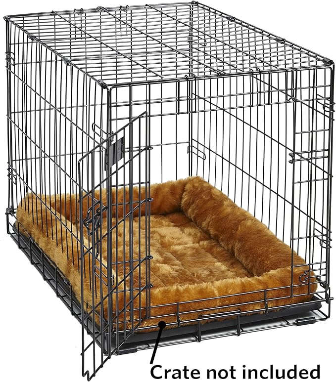 MidWest Homes for Pets QuietTime Dog Bed – Cinnamon Faux Fur Bolster, Ultra-Soft and Machine Washable, Fits 48-Inch Crates and Carriers, for Extra-Large Breed Dogs