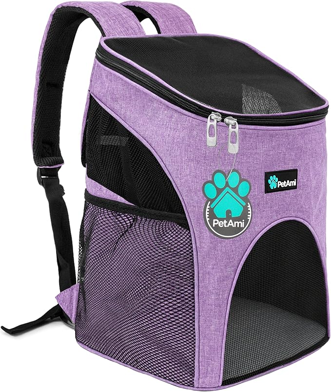 PetAmi Cat Backpack Carrier, Airline Approved Pet Carrier Backpack for Small Dogs and Large Cats, Soft Sided Collapsible Ventilated with Sherpa Bed for Hiking Travel