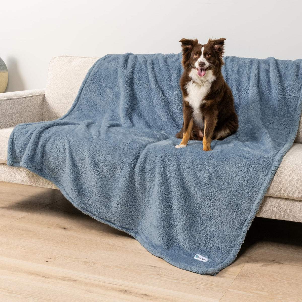 PetAmi Fluffy Sherpa Waterproof Dog Blanket for Medium Pet Cat 29x40, Blue