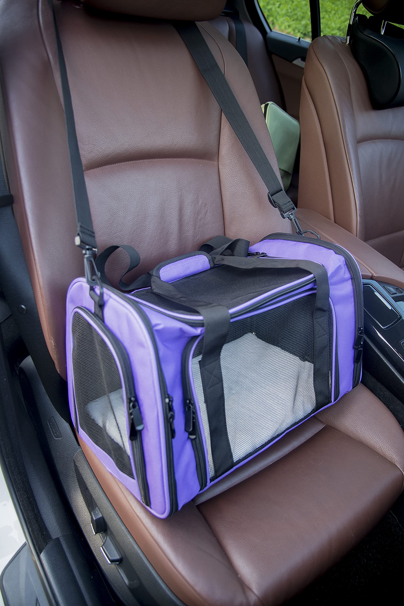 NextFri Soft Sided Carrier for Small Medium Cats Dogs,TSA Airline Approved Collapsible Travel Pet Carrier Medium Purple