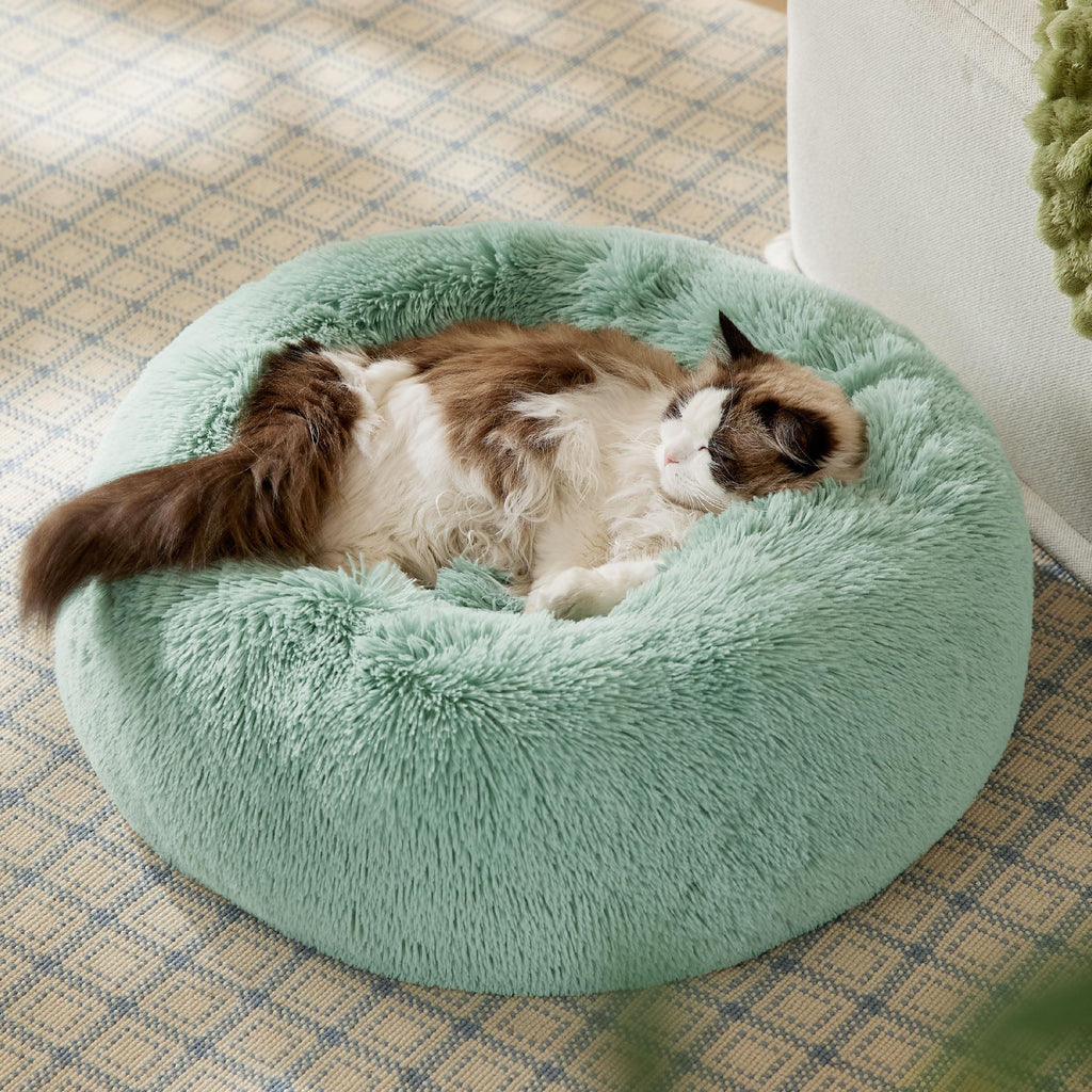 Bedsure Calming Cat Beds Donut Round Washable Kitten Bed,20 inches