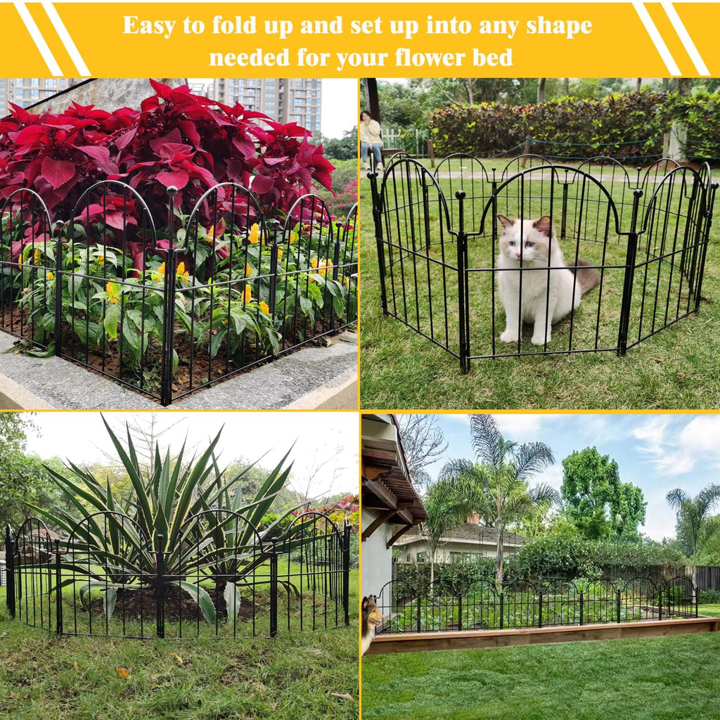 Blingluck Decorative Garden Fence, 17in(H) x 10.8ft(L), with Ground Stake