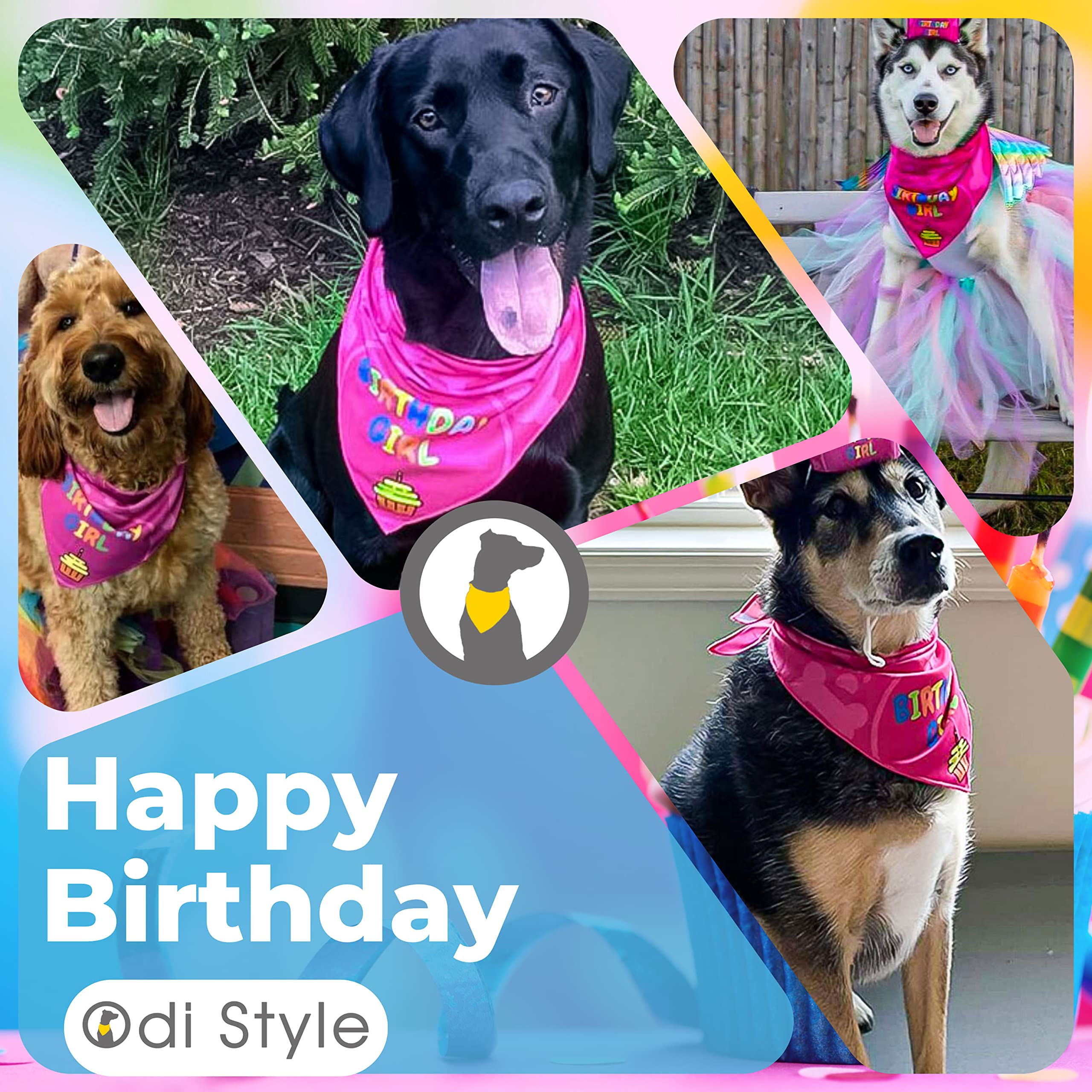 Odi Style Dog Birthday Bandana - 2 Pack Boy Girl Bandanas for Dogs Puppy Birthday Party Decorations, Small