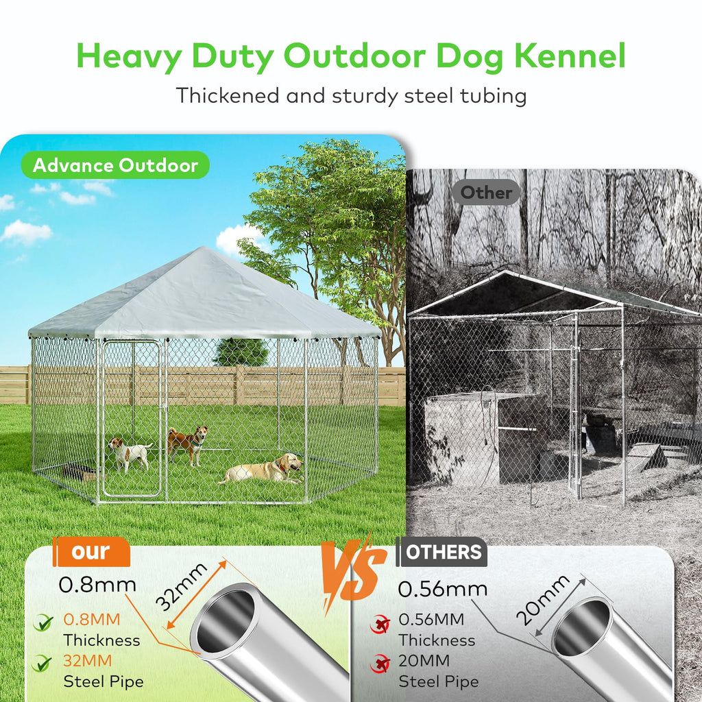 IronovaPets 6.8'x6.8' Large Dog Kennel,Dog Enclosure Outdoor with Roof