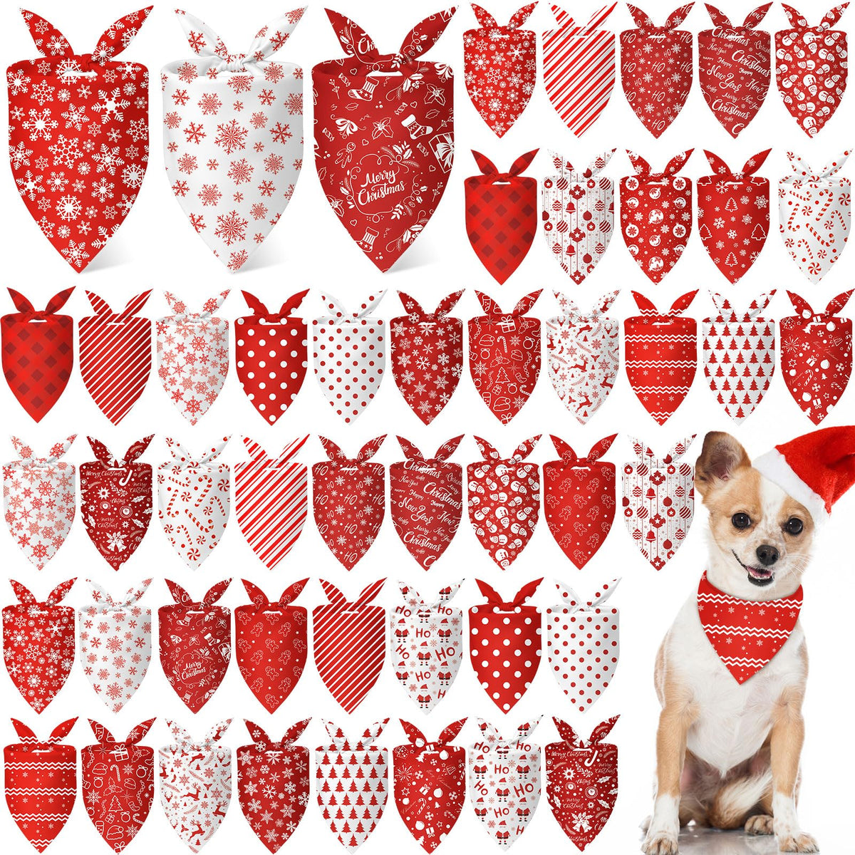 Abbylike 50 Pcs Paw Print Dog Bandanas Bulk, Halloween & Birthday Party