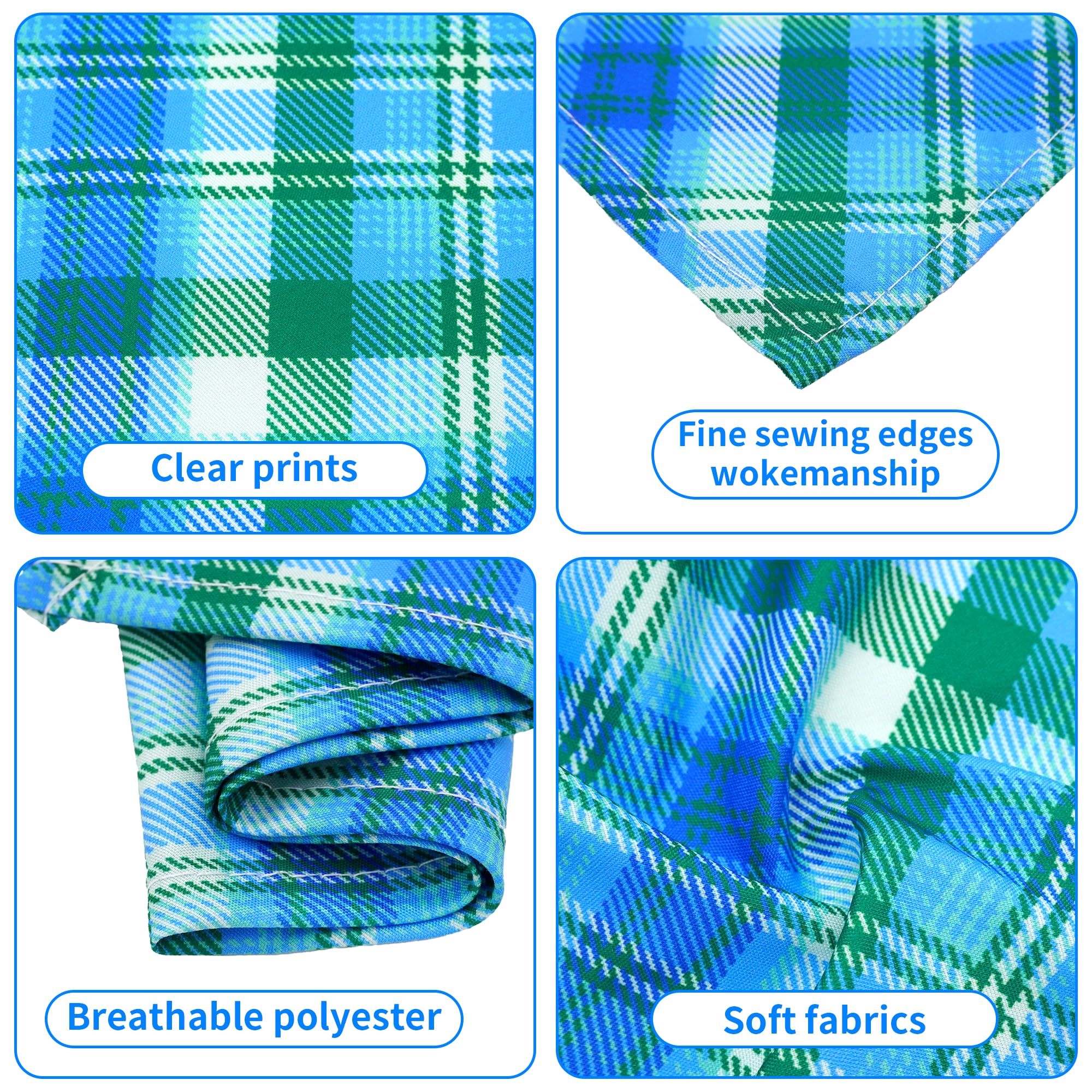 Pai Sence Plaid Dog Bandanas Bulk for Large Dogs Sewn Edges 33" 30 Pack L