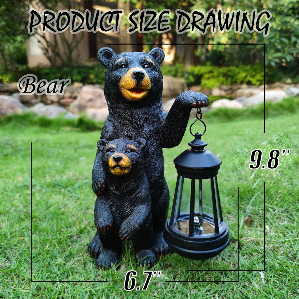 RCTTICUU Black Bear Solar Lantern Garden Statues，Loving Bear Figurine Lights for Outside Decoration,Lawn Outdoor Decor for Patio,Balcony,Yard-Unique Gift for Grandma Wowen Mom