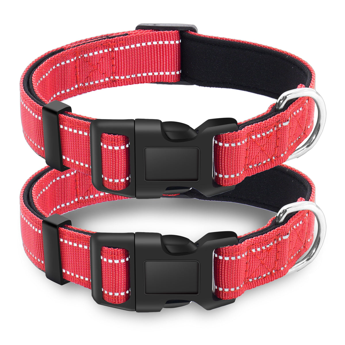 LIEVUIKEN 2 Pack Reflective Dog Collar with Safety Locking Buckle