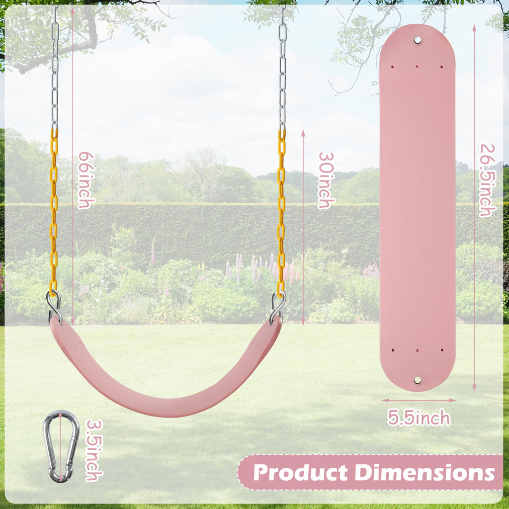 Sunnyglade 2PCS Swings Seats Heavy Duty 66" Chain Support 250lb Pastel Pink