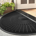 tchdio Door Mat Outdoor Indoor Entrance Doormat-Semicircular Durable Rubber Non Slip Front Door Mat for Outside Inside Entry Entryway Dirt Trapper WelcomeMat for Muddy Paws and Shoes-Black 24”x47”