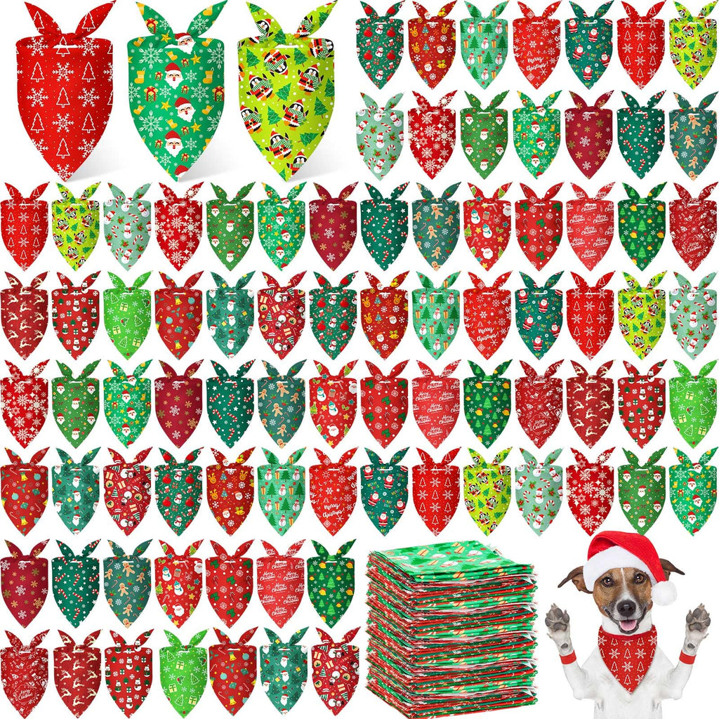 Jeere 200 Pcs Dog Bandanas Bulk, Red & Green Triangle Dog Kerchiefs for Small Medium Large Dogs, Reusable Pet Scarves for Groomers, Pet Shops, Parties & Photo Props, 25 Styles