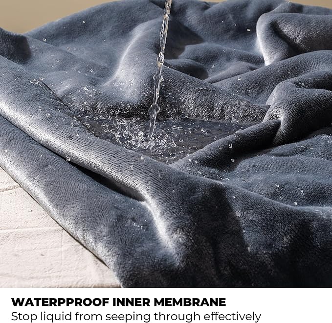 Sunheir Waterproof Blanket for Bed & Couch, Reversible Soft Sherpa Fleece Flannel Throw 50"X60", Leakproof Spill-Proof Dog Pet Blanket, Furniture & Sofa Protector, Camping, Travel, Grey