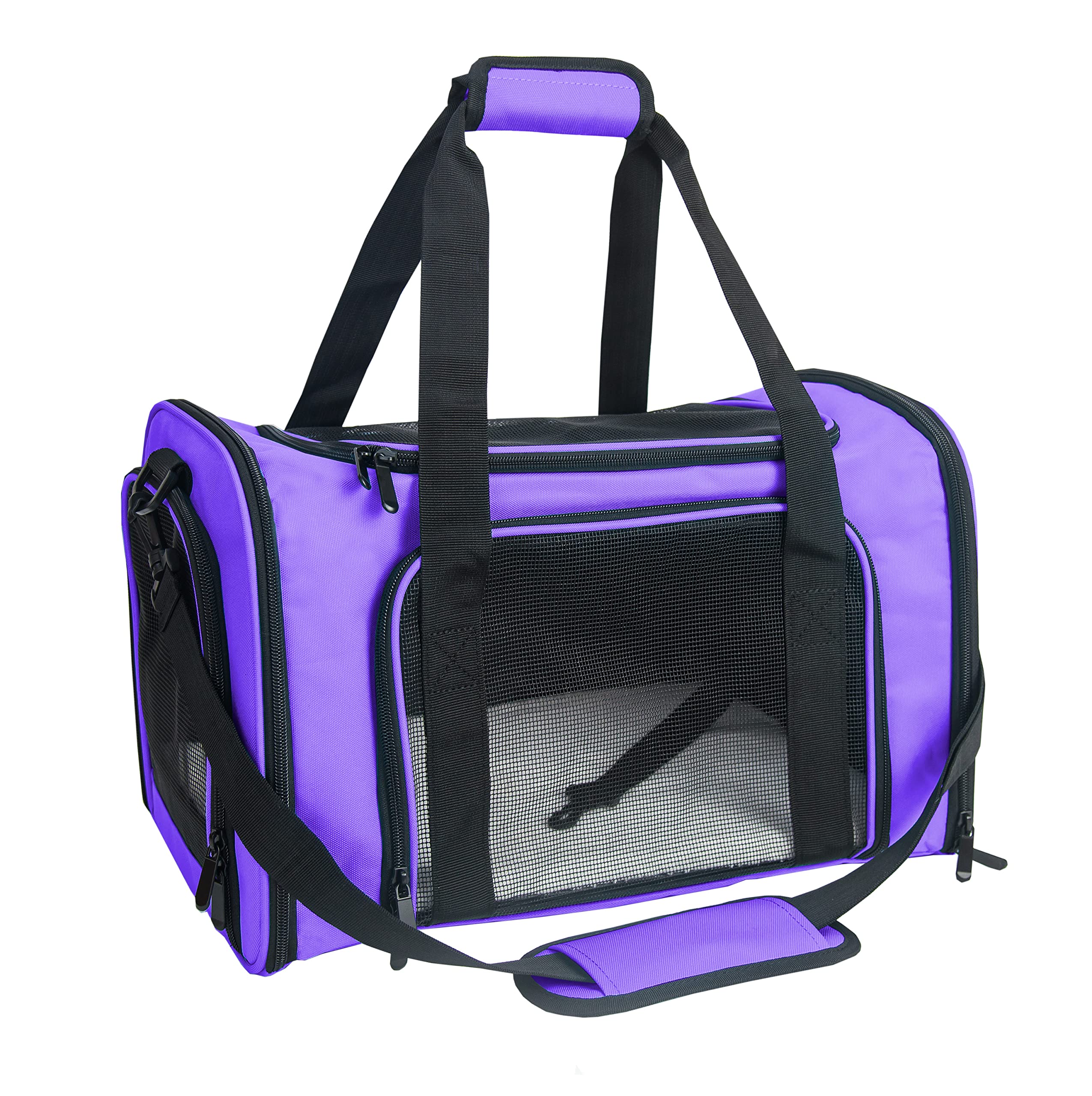 NextFri Soft Sided Carrier for Small Medium Cats Dogs,TSA Airline Approved Collapsible Travel Pet Carrier Medium Purple