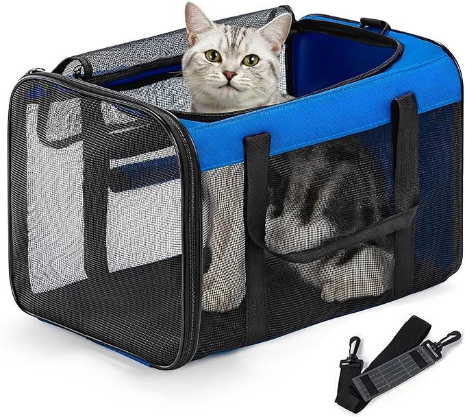Conlun Dog Carrier Bag,Soft-Sided Pet Carriers for Dogs with 4-Sided Mesh, Cat Transport for Large Cats Small Dog Up to 20lb,Collapsible Dat Travel Carrier-L