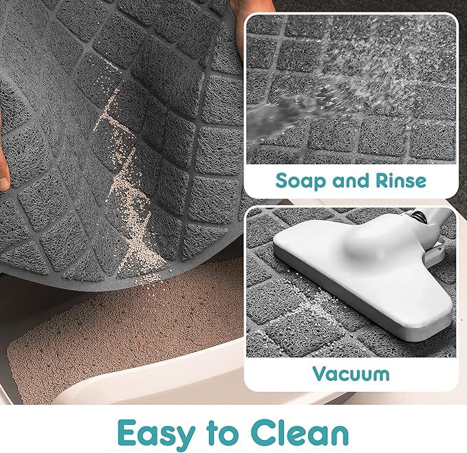 Cat Litter Mat Litter Trapping Mat, 24" x 17" Premium Durable PVC Grid Mesh with Scatter Control, Non-slip, Less Waste Cat Litter Box Mat, Soft on Kitty’s Paws, Urine Waterproof
