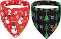 Christmas Dog Bandanas with Snap Button - 2 Pack Reversible Santa Claus Dog Scarf for Boy & Girl, Dog, Christmas Tree Holiday Bandana for Large and Extra Large Dogs (X-Large)