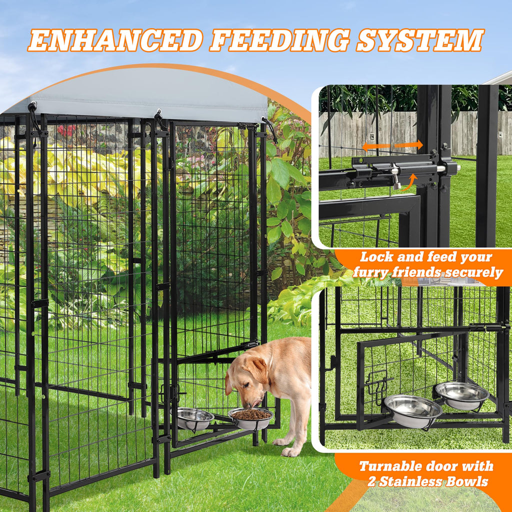 Dephet 8x4x6 FT Outdoor Large Dog Kennel with Waterproof Roof, Dog Playpen