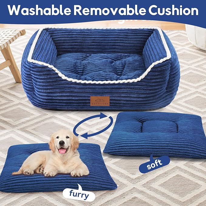 Zerbuger Orthopedic Dog Bed for Medium Dogs,Dog Sofa Beds Supportive Foam Pet Couch Bed with Removable Washable Mat and Nonskid Bottom (Medium, Blue)