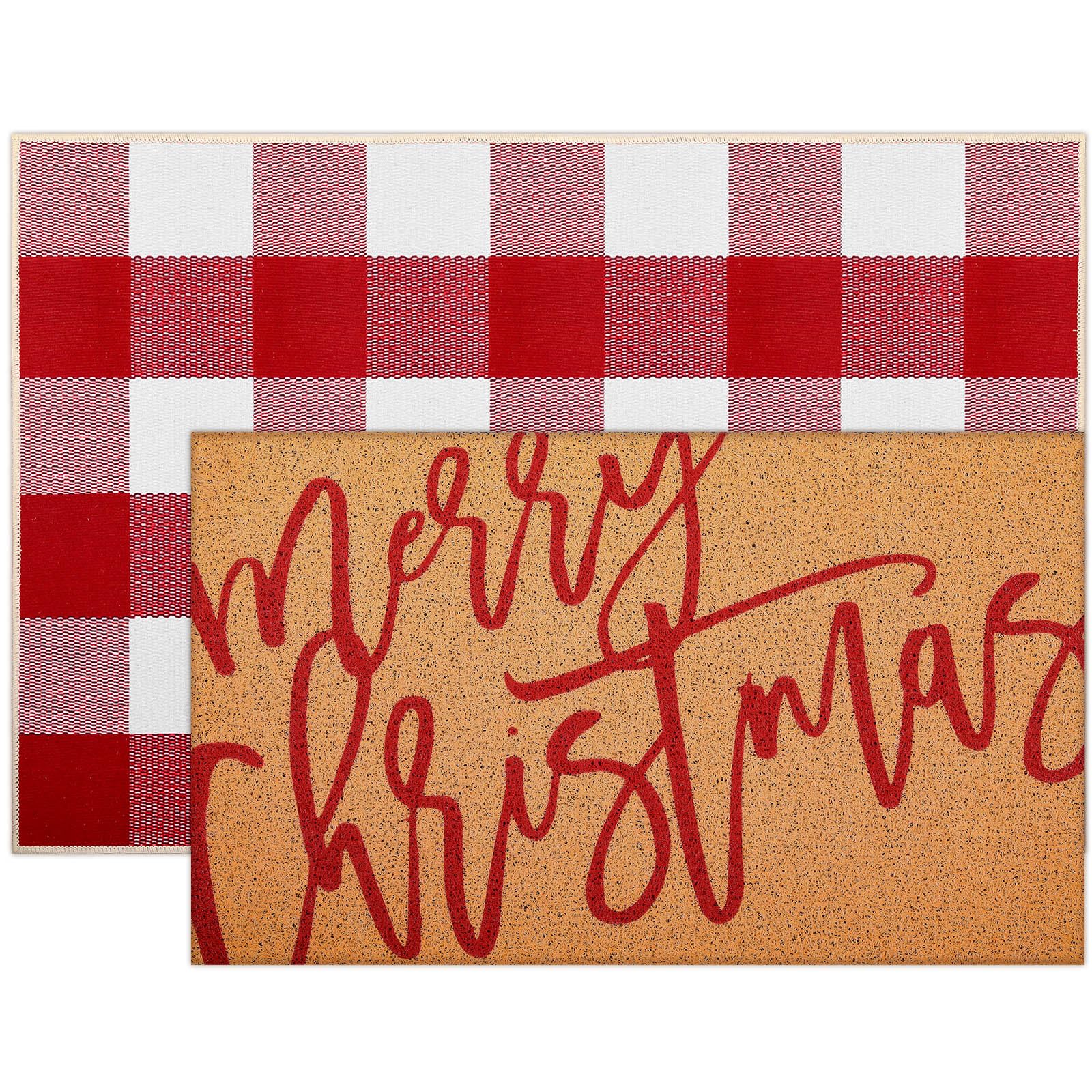 Tinideya 2 23.6 X 35.4 Inches Red White Plaid Red White