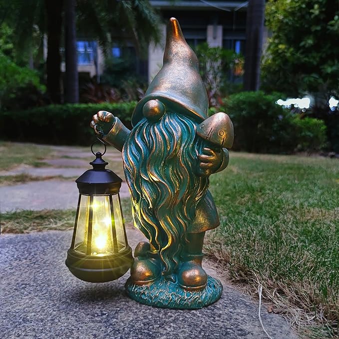 JOYBEE Garden Statues Turtle with Solar Lantern Outdoor Decor-Turtle Solar Figurines Lights Decorations for Patio Yard Lawn Ornaments-Gifts for Birthday Easter Housewarming