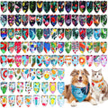 Huhumy 100 Pcs Hawaiian Dog Bandanas Bulk Pet Bibs Colorful Triangle Scarf Pet Bandanas for Medium Large Dogs Hawaiian Summer Luau Party Birthday Costume Decor