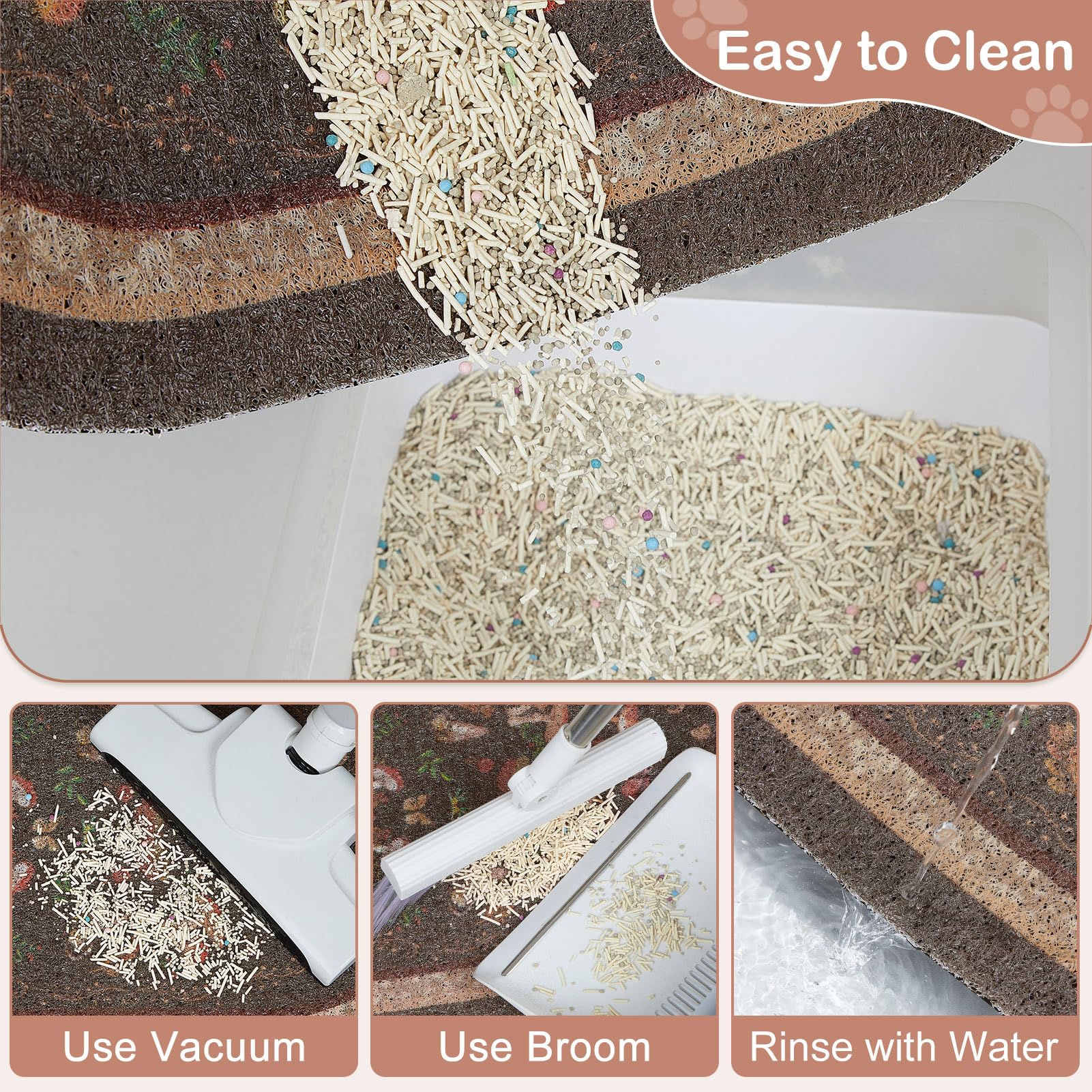 Bienbee Cat Litter Mat, 33" x 22" Dense Trapping Mesh for Litter Boxes