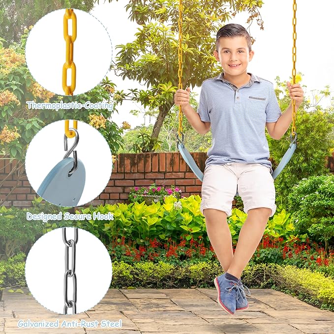 Sunnyglade 8PCS Swings Seats Heavy Duty 66" Chain Support 250lb Pastel Blue