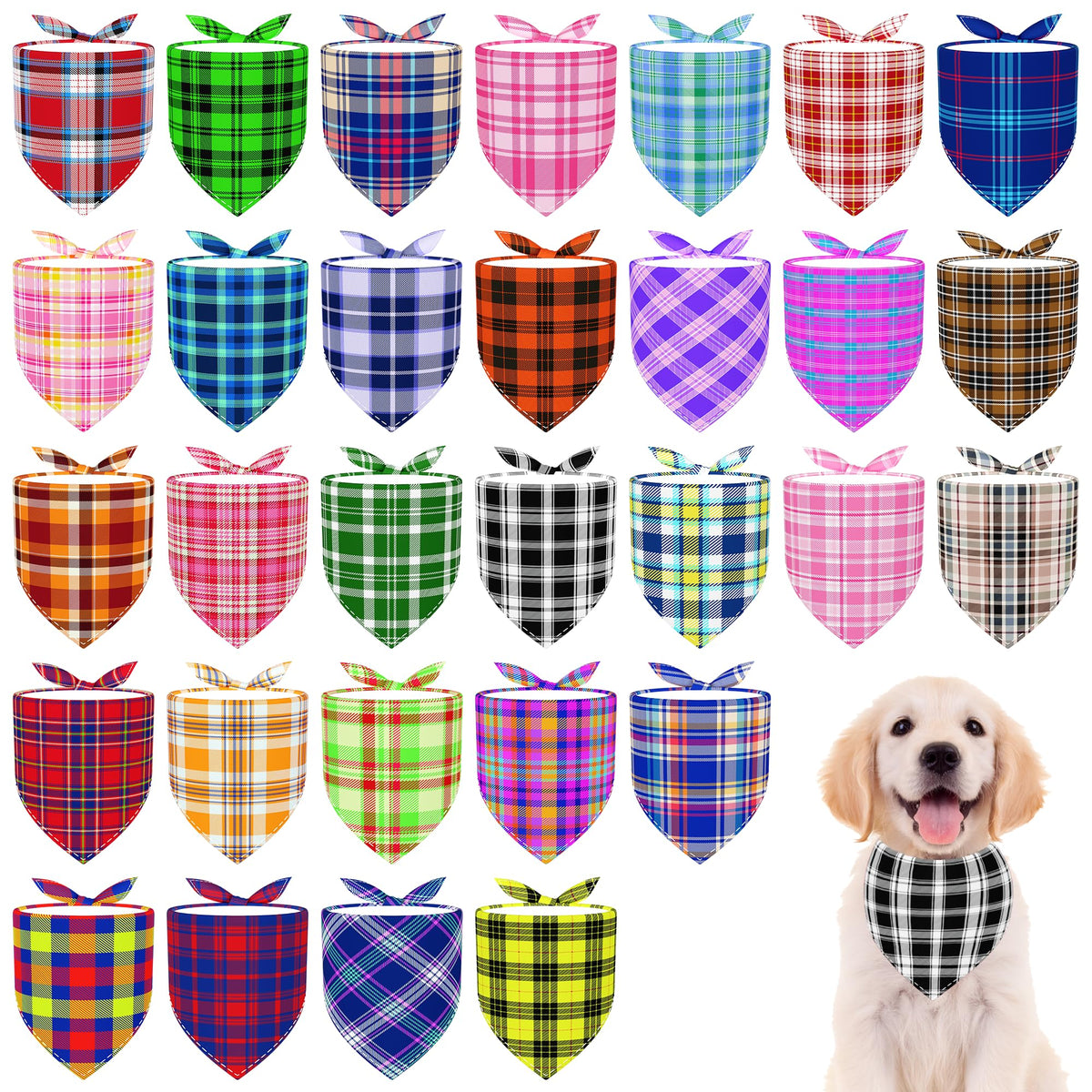 Pai Sence Pride Day Dog Bandanas Bulk for Small Dogs Sewn Edges 18" 30Pcs S