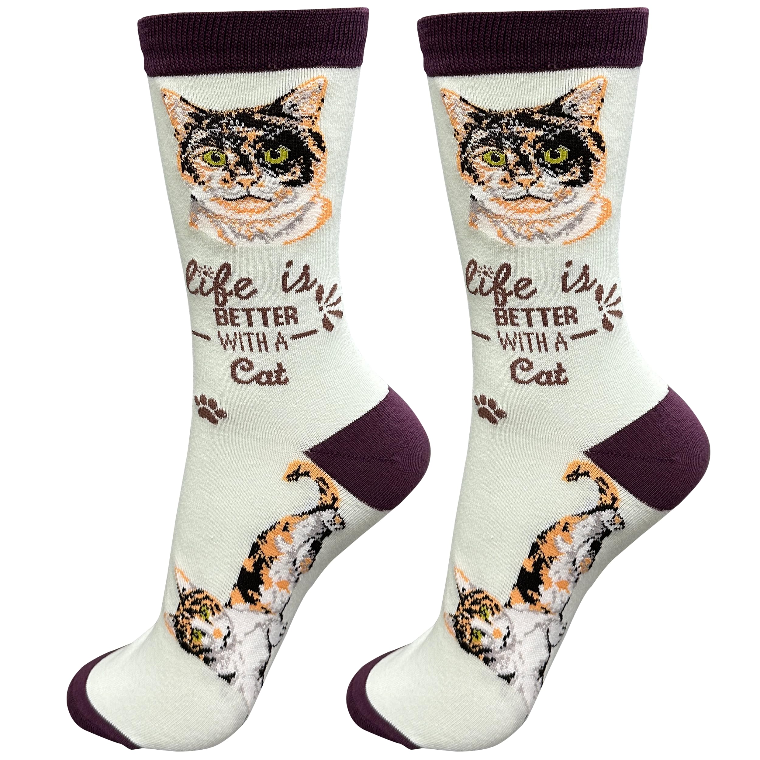 E&S Pets Pet Lover Socks, Life is Better with a Calico Cat, One Size fits Most