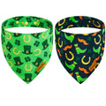 THLOH St. Patrick's Day Dog Bandanas with Snap Button, 2 Pack Reversible Shamrock Dog Scarf for Boy & Girl, Premium Durable Fabric, Gift for Dogs, Holiday Bandana for Small Dogs (Small)