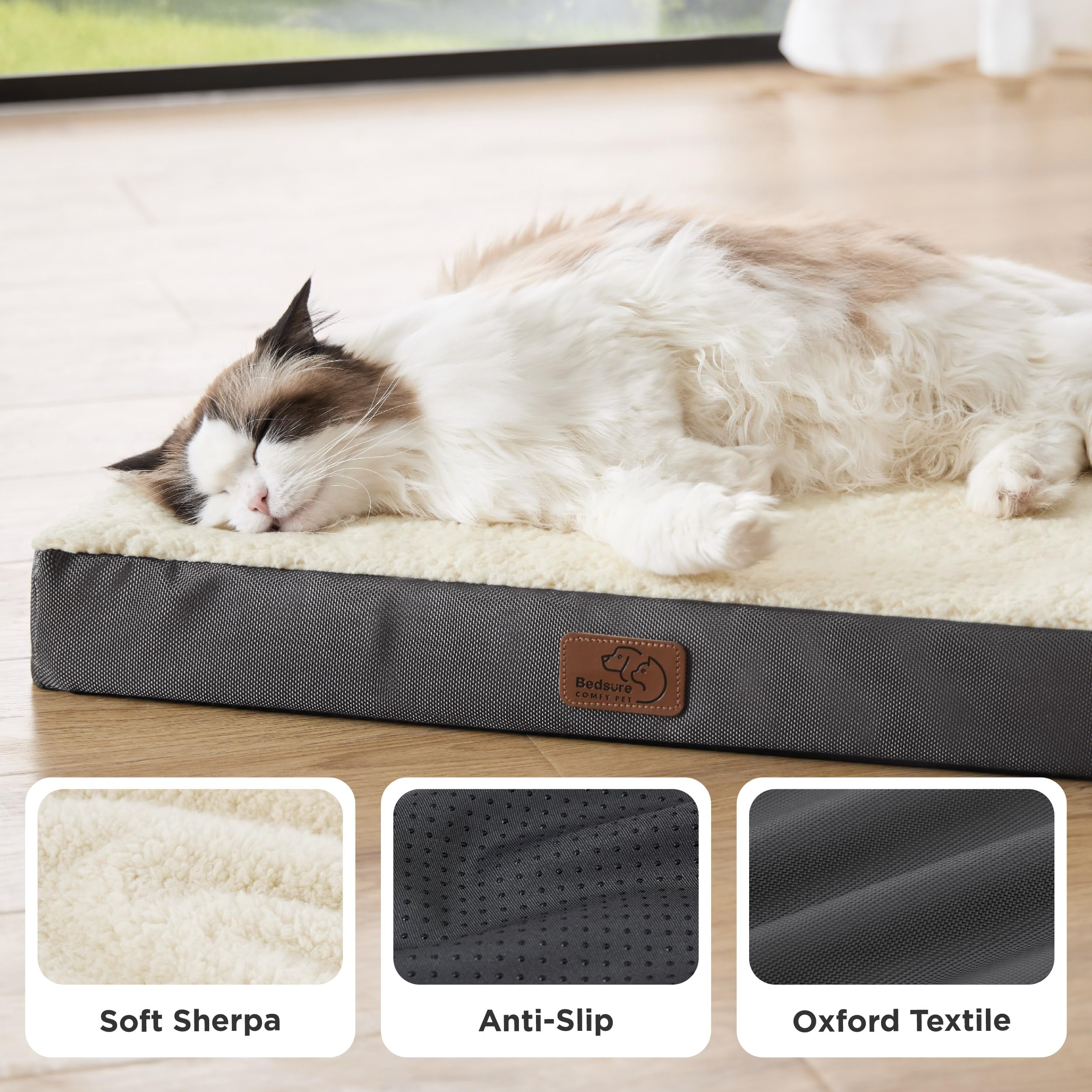 Bedsure Small Dog Bed, Cat Puppy Bed with Comfy Sherpa, 24x16 Inch Grey