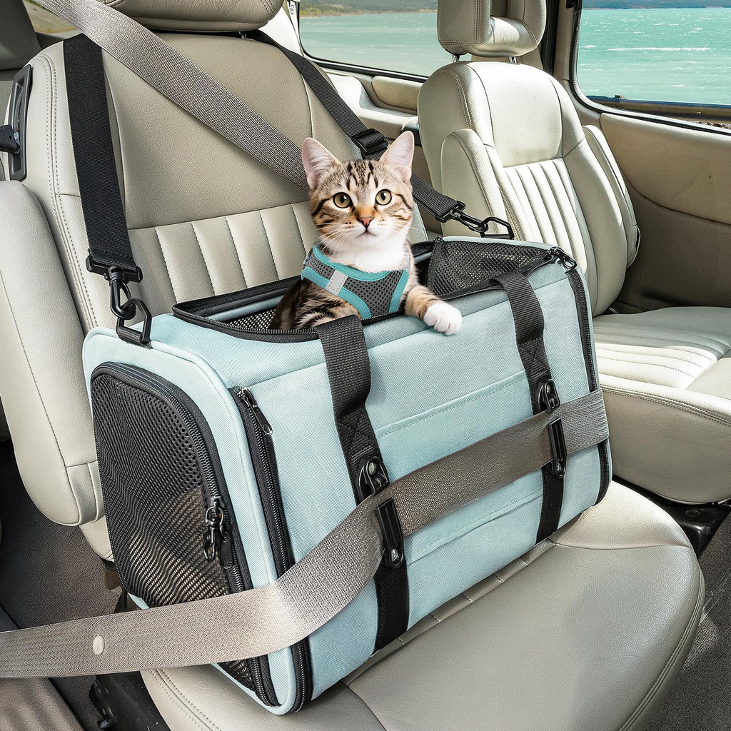 PETSFIT Cat Carrier Soft with Patented Safety Buckles, Safe for Car Travel
