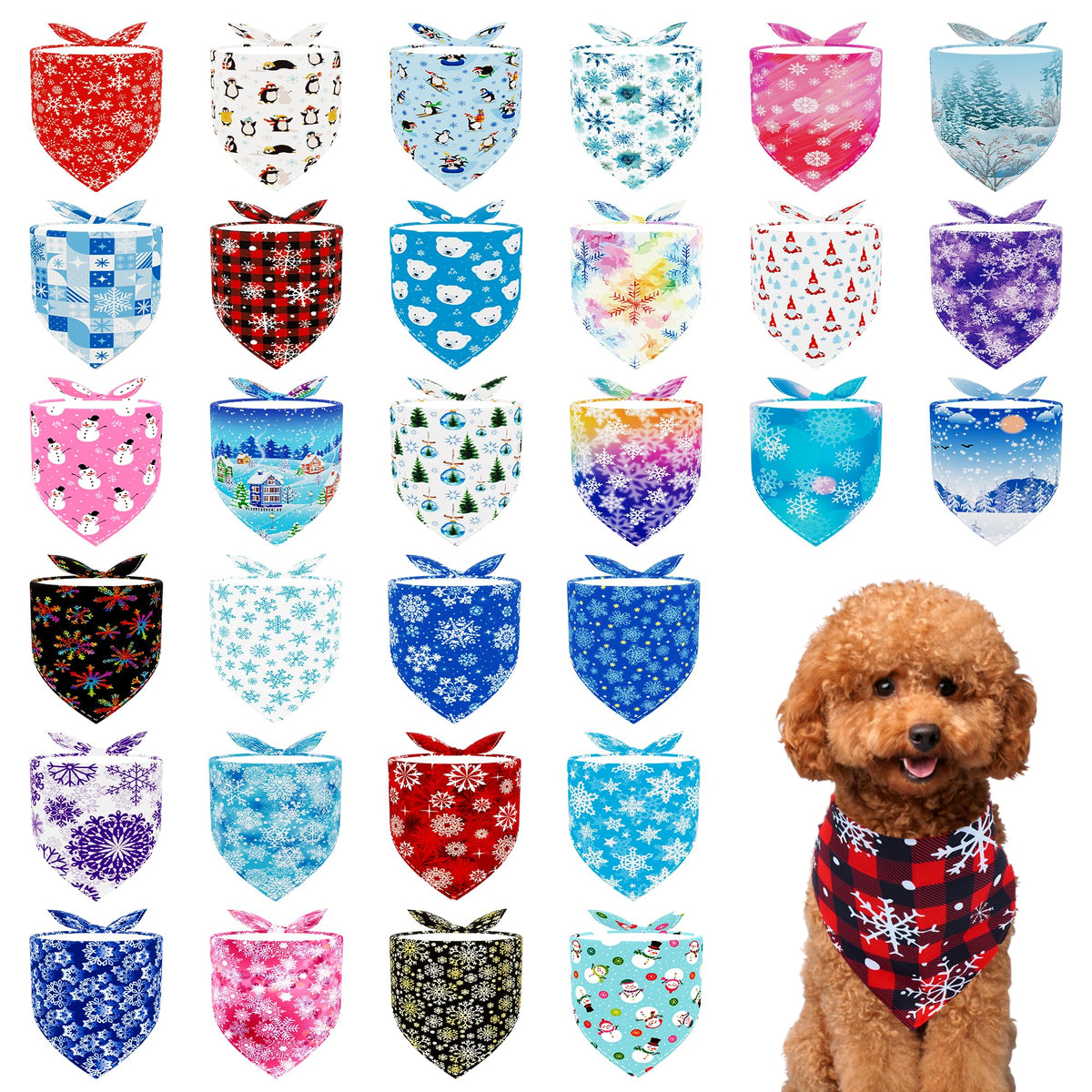 Pai Sence Pride Day Dog Bandanas Bulk for Small Dogs Sewn Edges 18" 30Pcs S