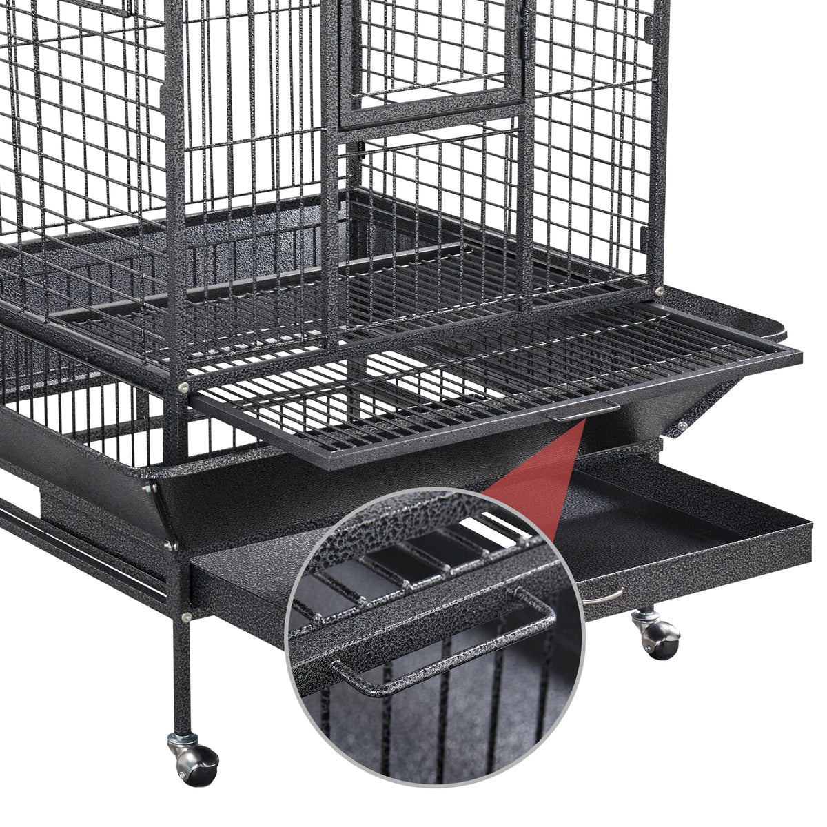 Yaheetech Extra Large Bird Cage 63'' Open Play Top Bird Cage for African Grey Parrots/Amazon Parrot/Caiques/Macaw with 360° Wheels