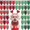 Abbylike 50 Pcs Christmas Plaid Dog Bandanas Bulk Red and Green Gingham Bandanas for Dogs Triangle Kerchief Bib Scarf for Pet Xmas Party Costume Photo Props Accessories, 25 Styles(19.7 x 13.8 x 13.8)