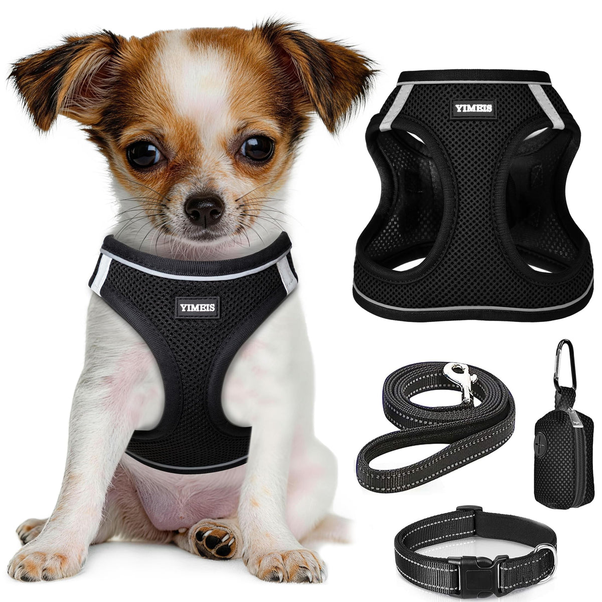 No Pull Dog Puppy Harness and Leash Set Reflective Mesh Vest Small