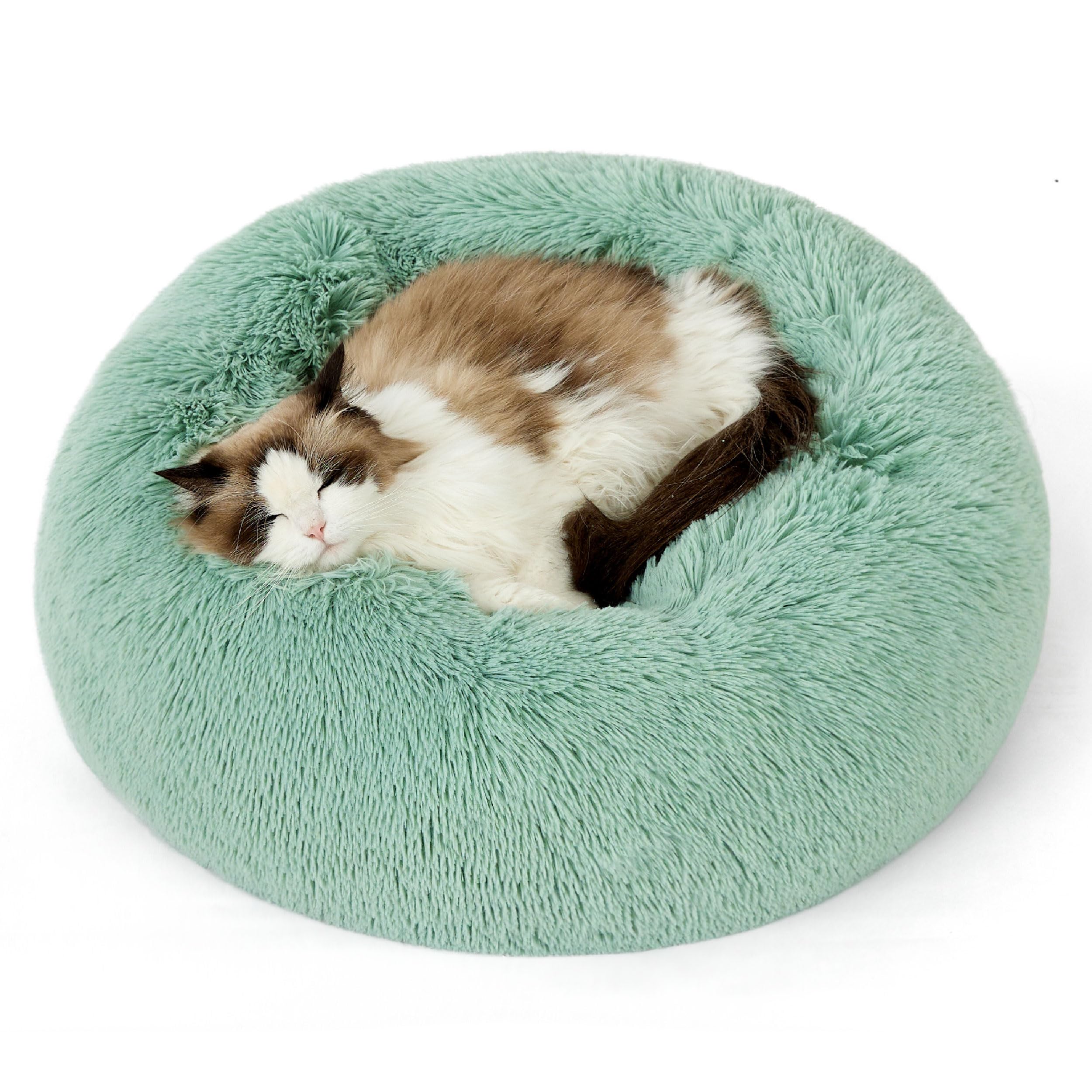 Bedsure Calming Cat Beds Donut Round Washable Kitten Bed,20 inches