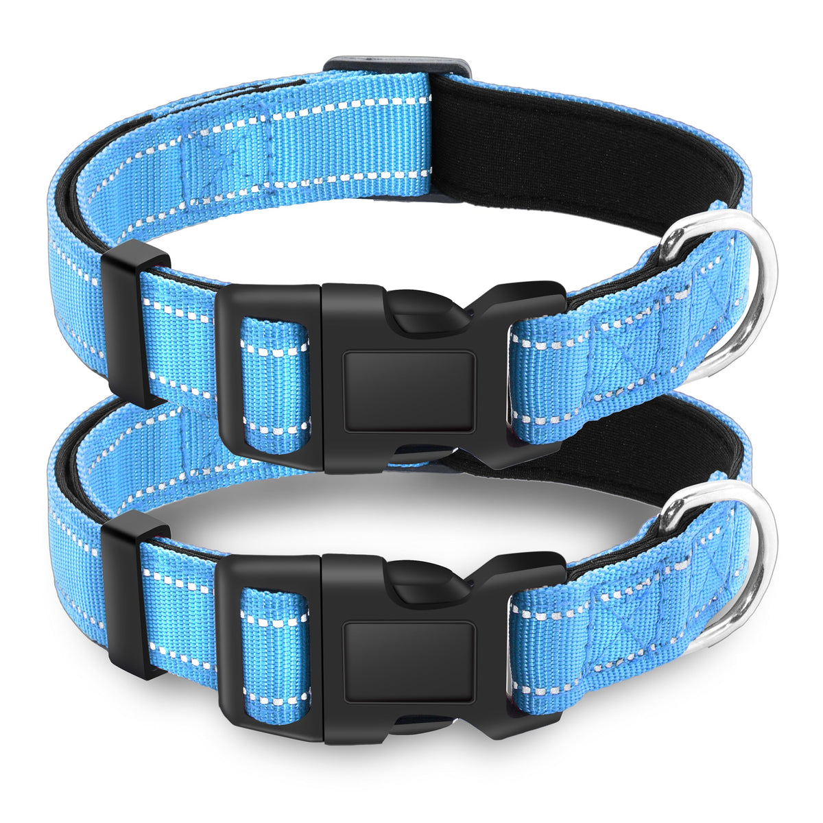 LIEVUIKEN 2 Pack Reflective Dog Collar with Safety Locking Buckle